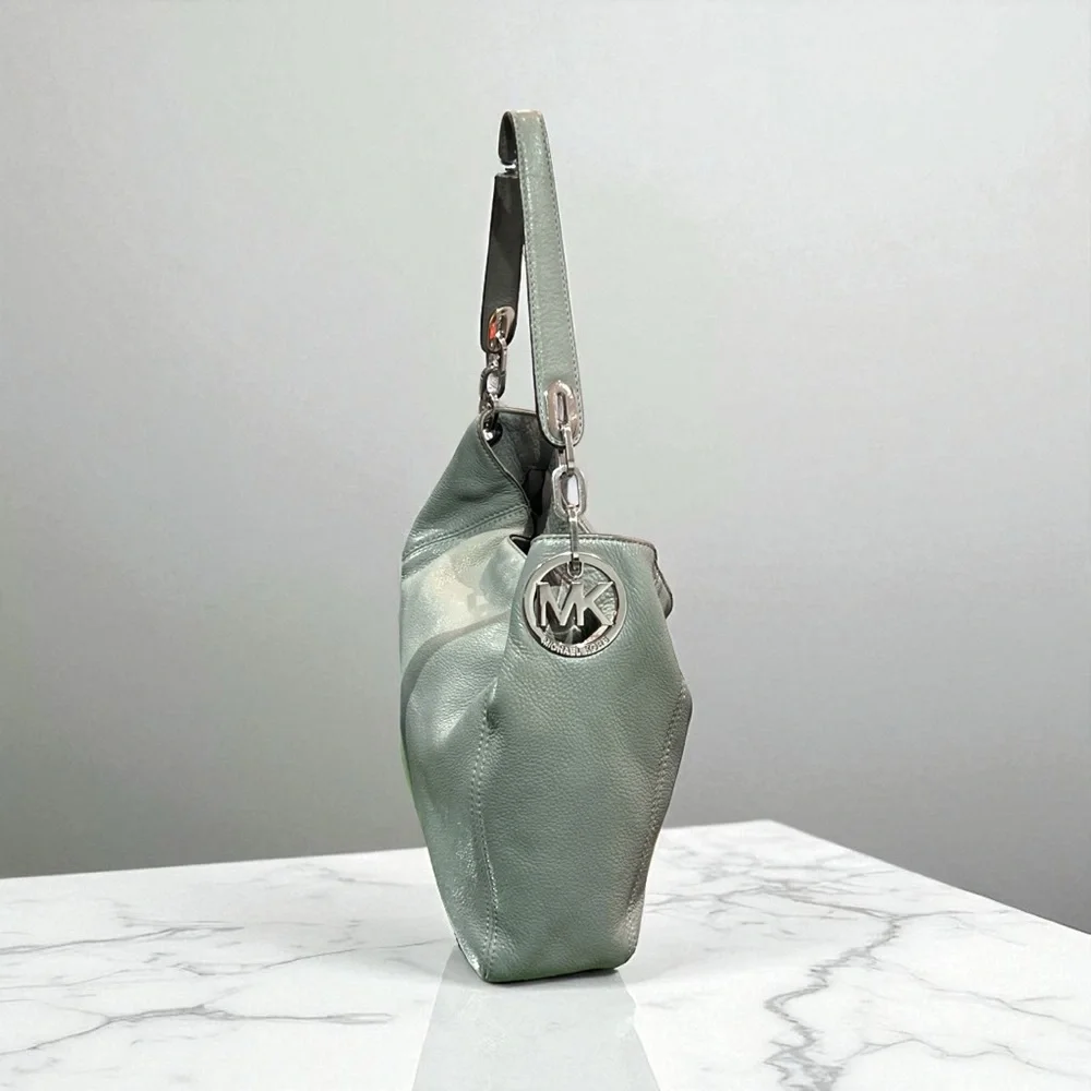 Michael Kors Fulton Elegant Green Leather Shoulder Bag - Picture 2 of 8